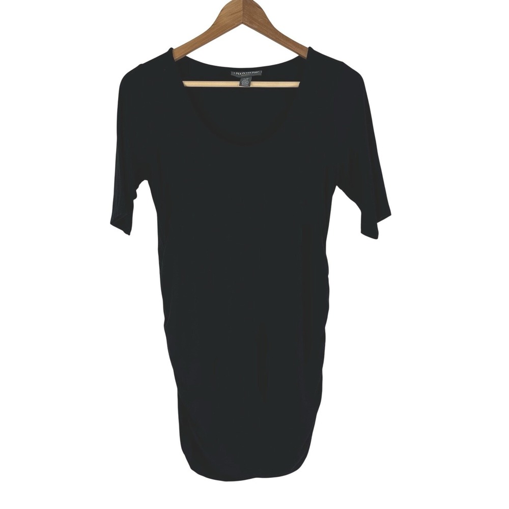 A Pea in the Pod Black Scoop Neck Maternity T-Shirt‎ XS Ruched Side Soft Modal